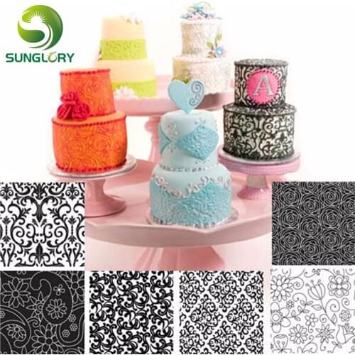 6PCS Floral Texture Sheet Set Sugar Craft Decoration Texture Mat For Cookie Cupcake Fondant Cake Mold Baking Tools For Cakes