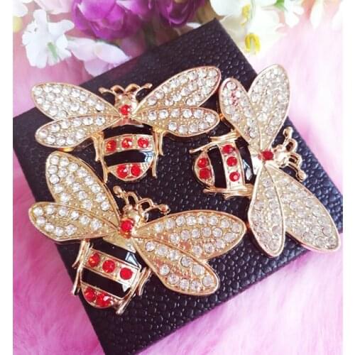 6pcs per lot 5.3cm*2.8cm Rhinestones Bee Cell Phone DIY Alloy Decoration