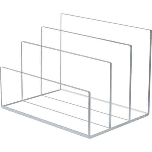 Acrylic Clear File Holder Multi-Functional 3 Sections File Organizer for Desk Mail Organizer for Desktop Office Tidy