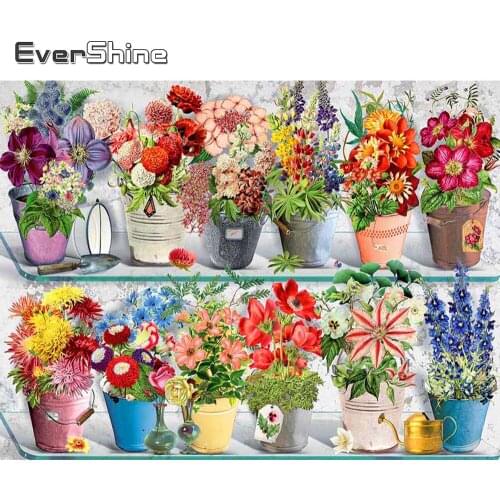 Evershine 5D DIY Diamond Painting Flower Mosaic Full Layout Diamond Embroidery Vase New Arrival Cross Stitch Decor For Home