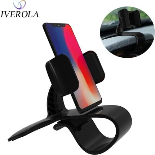 Univerola Car Mount Holder Adjust HUD Car Dashboard Phone Holder GPS Clamp Stand For Samsung S9 S8 Car Phone Holder Clip Stand