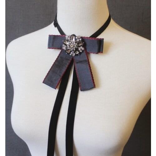 Free Shipping New Male mans casual fashion Bow tie female college bow long floating led brooch Korean striped shirt accessories