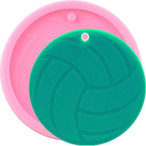 Shiny Volleyball Keychains Mold Pendant Polymer Clay DIY Jewelry Making Epoxy Silicone Resin Molds Phone Grip Badge Reel Mould