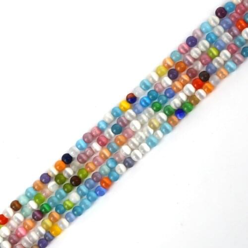 Exquisite Mixed Color Approx 40-100pcs Glass Beads Round Opal Natural Cat Eye Beads For Bracelet Earrings Jewelry Making DIY