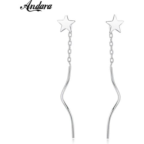 Solid Silver 100% 925 Sterling Silver Small Star Earrings Fashion Simple Women Long Earring Promotion Wholesale Price