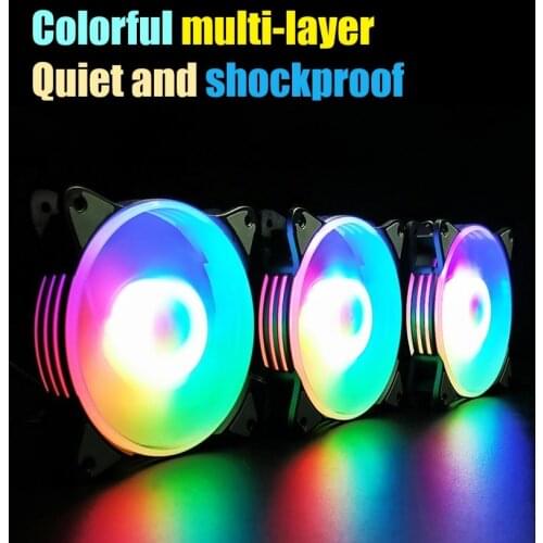 COOLMOON 12cm Multi-Layer Colorful Cooling Fan, Chassis Luminous Silent Fan, Cool Led High-Efficiency Heat Dissipation, 40000H