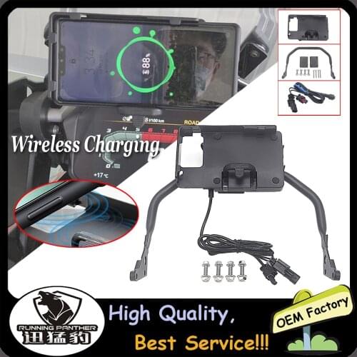 Motorcycle Wireless Charging Mobile Phone Holder Stand USB Navigation Bracket For BMW R1250GS ADV R1200GS LC ADV R 1200 GS