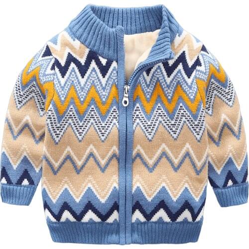 Childrens Boys Cardigan Coats 2020 Spring New Baby Knitted Jacket Coats Toddler Boys Plus Velvet Sweaters Outwear Kids Jackets