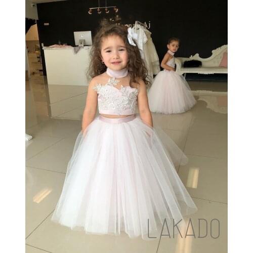 Kids Baby Girls Two Piece Pageant Gowns Toddler Dress for 2 3 4 5 6 7 8 Years Old