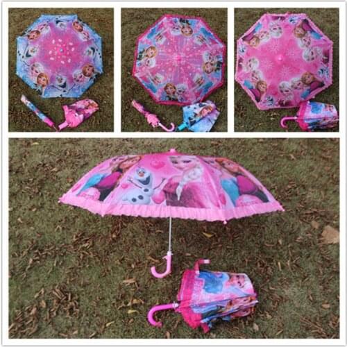 Disney cartoon childrens umbrella Frozen Spider-Man sofia pony Mickey Minnie car folding hook umbrella kids boys girls umbrella