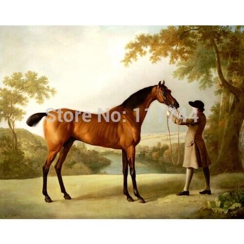 Oil painting Art Tristram Shandy A Bay Racehorse Held By Groom In An Extensive Landscape George Stubbs High quality Handpainted
