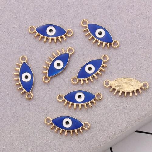 10pcs Blue Cute Eye Charms Connectors Pendant Handmade For DIY Necklace Bracelet Jewelry Making Alloy accessories
