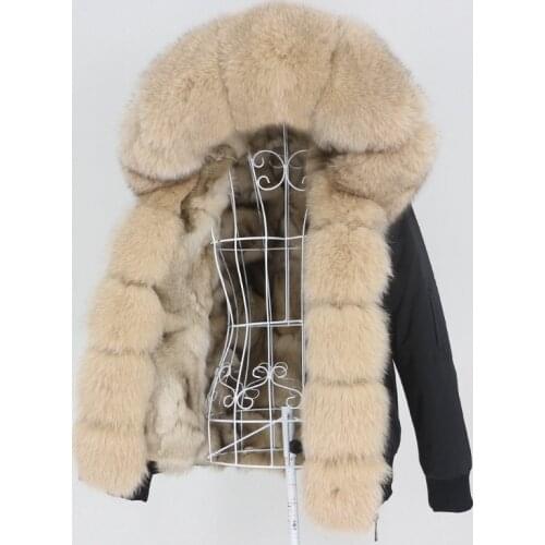 MENINA BONITA 2021 Bomber Waterproof Parka Winter Jacket Women Real Fox Fur Coat Natural Fox Raccoon Fur Collar Hood Removable