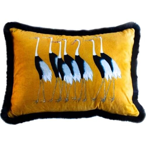 Square Pillowcase And Pillow Inside 350x500 Zippered Storks Velvet Fabric Frilly Models Decorative Sofa Home Cushions