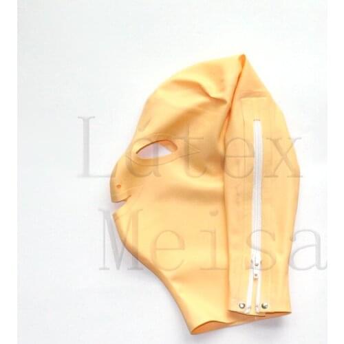 Handmade 100% natural Zentai Latex hoods in flesh color with back zip for adults