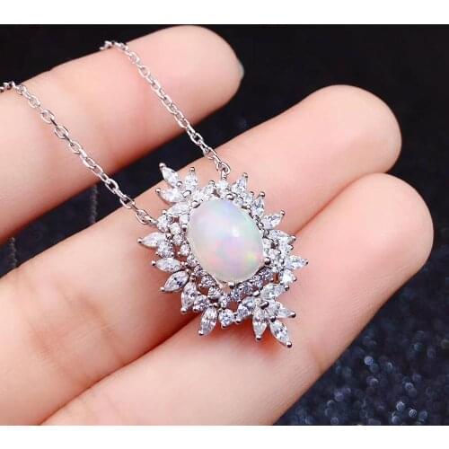 Top Sale Luxury Opal necklace pendant 100% Natural Pink Opal pendants 925 sterling silver jewellery