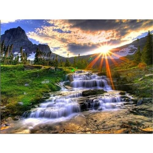 Landscape Sunset DIY Embroidery 11CT Cross Stitch Kits Needlework Craft Set Cotton Thread Printed Canvas Home Decoration Sell