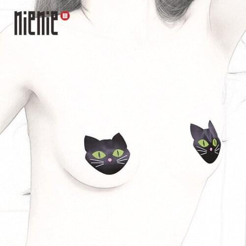 Disposable Self Adhesive Breast Pasties 10Pairs(20Pcs)Luminous Cat Breast Petals Stickers Nipple Cover Invisible Bra Pad Pasties