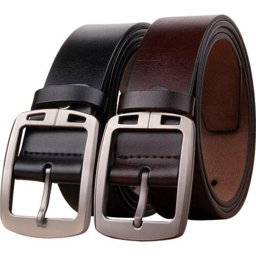 Mens Belt High Quality Pin Buckle Genuine Leather Luxury Designer Belts Cowskin Strap Business Cowboy Waistband Male Fashion