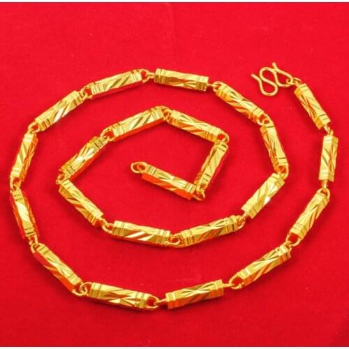 Luxury 60cm 24k Yellow Gold Necklace for Men Pure Gold Man Necklaces Chain Wedding Engagement Party Jewelry Gifts 2021 Trend