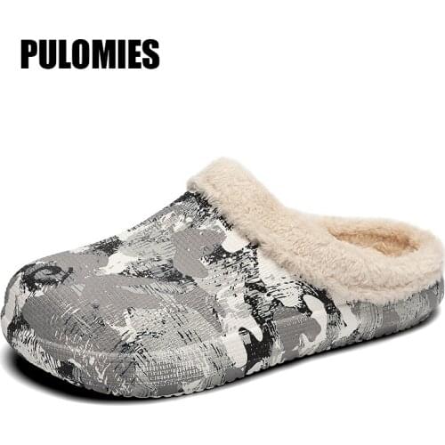 Wintes Men Shoes Quick Dry Clogs Casual Garden Shoes Warm Plush Sandals Couple Antiskid Home Flip Flops Slippers for Women