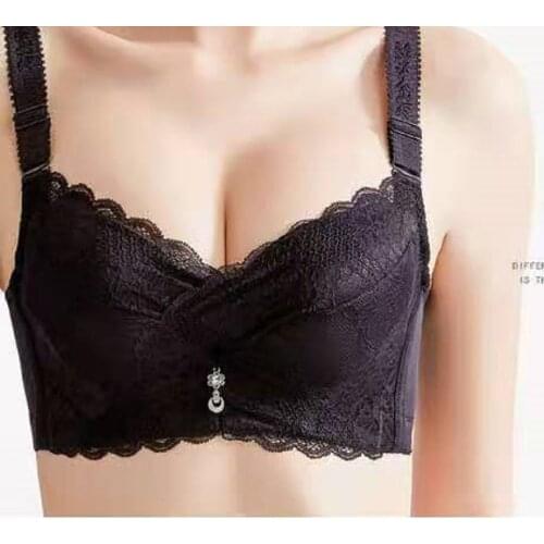Sexy Lace Bra Gather Breast Adjustment Straps Plunge Lingerie Deep U Bra For Women Embroidery Underwear Thicken Cup Bralette