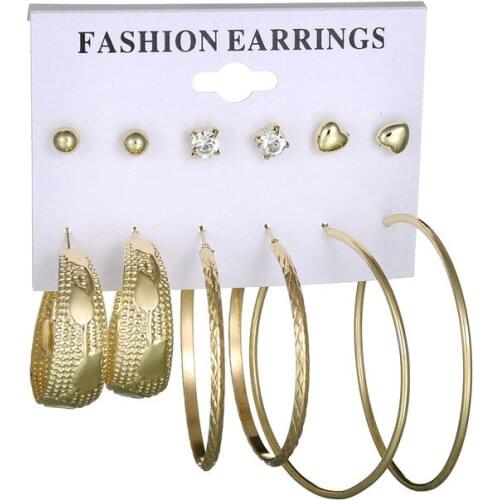 Fashion Punk Crystal Stud Earrings For Women Men Vintage boho Clip Cuff Earring Set Wedding Bride Jewelry Gifts