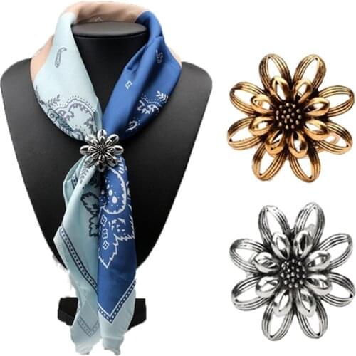 Vintage Women Flower Shawl 3 Buckle Scarf Clip Brooch Pin Jewelry Gift New punk