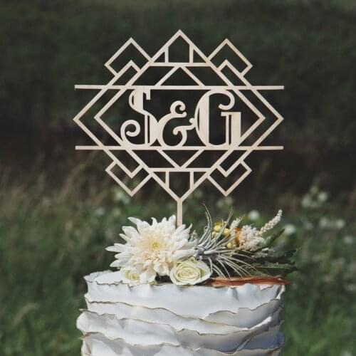 Vintage and retro wedding themed decor,Art Deco monogram cake topper, Vintage wedding cake topper