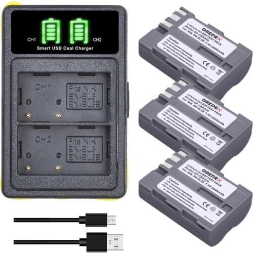 Build-in USB Charger with EN-EL3e Battery for Nikon EN EL3e Battery D700 D90 D80 D300S D200 D70 D50 D100 D300 DSLR