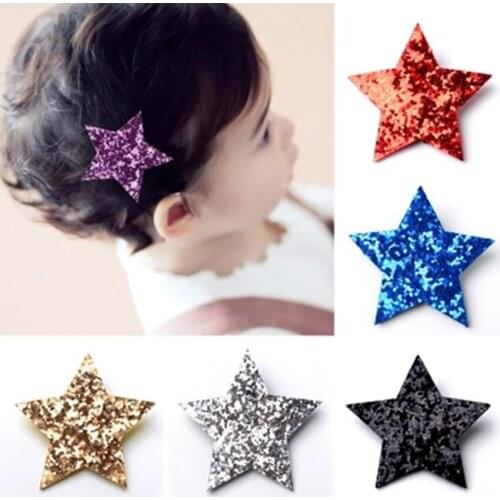 Sequin Five-pointed Star Hair Clips for Kid Girls, Fashion Geometric Hair Barrettes Hairpin for Party Daily Hair Styling