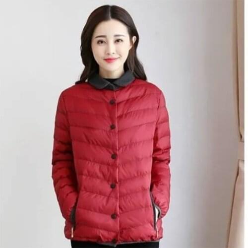 Down cotton lightweight small padded jacket women 2021 new thin section autumn and winter large size padded jacket