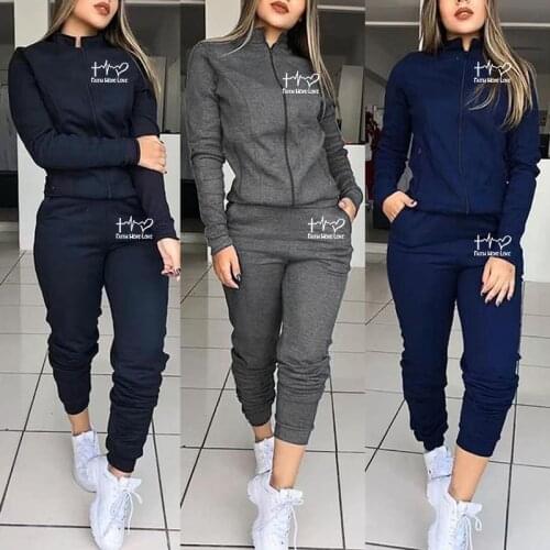 Two Piece Set Tracksuit Women Top+Pant Suits Zipper Jacket Sweatshirt with Pockets Ensemble Femme Suit Sets Plus Size S-4Xl