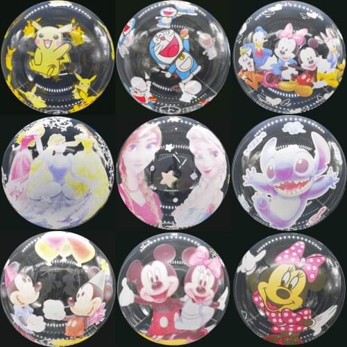 1pc 20inch Round Mickey Minnie Mouse Theme Bobo Ball Foil Balloons Belle Elsa Princess Foil Balloons Baby Birthday Party Decor