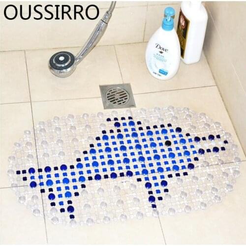 1pcs Cartoon Bathroom Shower Mat Dolphin Duckie Fish Anti-skid Sucker Eco-friendly High Quality Bathmat Massage Rectangle