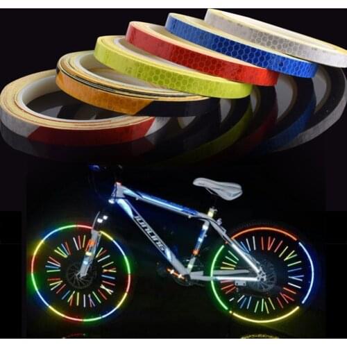 1cmx8m Bike Reflective Stickers Cycling Fluorescent Reflective Tape MTB Bicycle Adhesive Tape Safety Decor Sticker Accessories