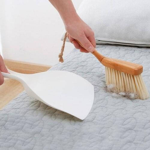 2 Set Bamboo Handle Mini Brooms Shovel Set Household Plastic Cleaning Brush Small Broom Dust Shovel