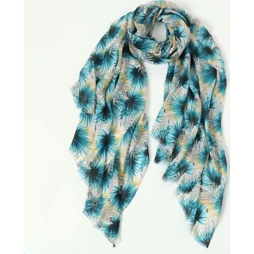 2021 Fashion Newest Leaf Printed Pattern Cotton Scarf Shawls Wraps Hijabs 10pcs/lot