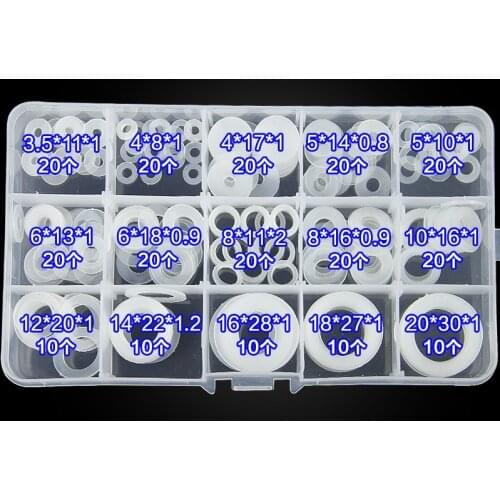 250pcs/lot White Nylon O Ring Gasket 15 Sizes Rubber Washer Auto Air Conditioner Gasket Seals Assortment With O Rings Kit