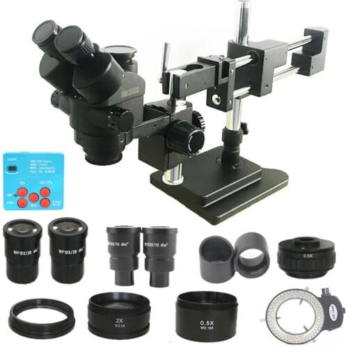 30MP HDMI Soldering camera USB Microscopio 3.5X-180X Double Boom Simul Focal trinocular stereo Microscope CPU PCB Phone repair