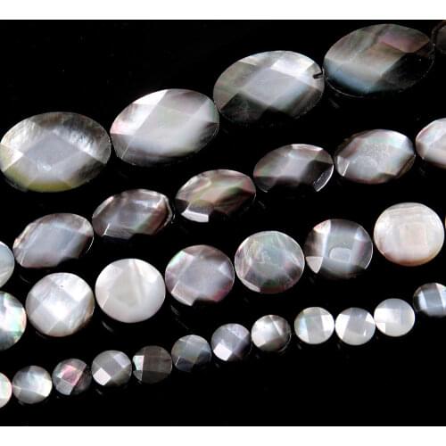 Natural Shell Loose Beads Oval Disc Shape Black Shell Isolation Beaded for Jewelry Making DIY Bracelet Necklace Accessories