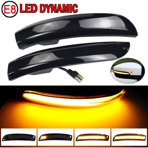 2pcs Dynamic Blinker LED Turn Signal Lights Smoked Flowing Rear View Mirror Lights Indicator For Ford Kuga Ecosport 2013-2018