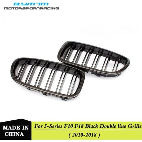 Two line ABS Coloer Carbon black Grille Fit For BMW 5-Series F10 F18 M5 520i 528i