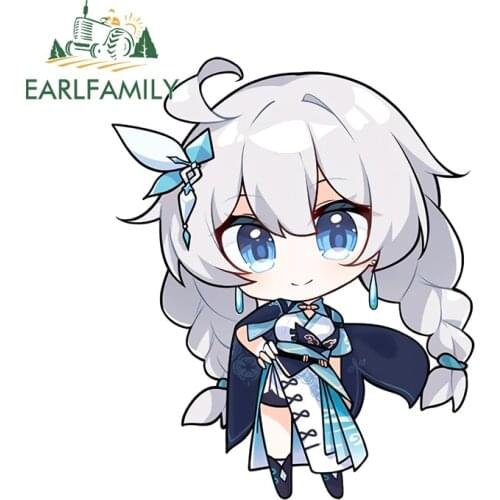 EARLFAMILY 13cm x 10.7cm for Honkai Impact 3 Q Version Car Stickers Graffiti Sticker Bumper Decal Waterproof Fashion Trunk Decor