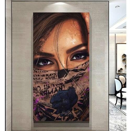 Graffiti Cool Girl Diamond Paintings Modern Wearing Mask Tattoo Woman Portrait Diamond Embroidery Wall Art Picture A746