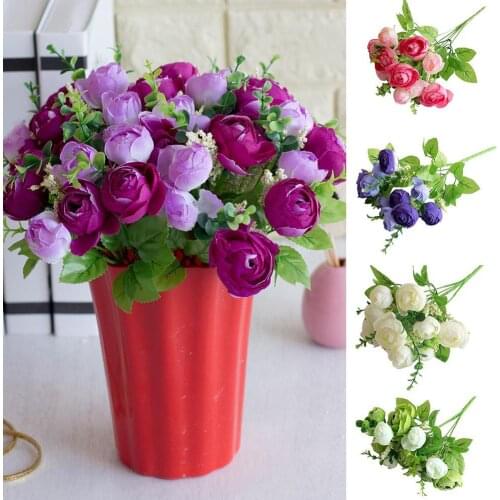 Artificial Flower Bouquet Beautiful Plastic Tea Plant House Home Decorative Office Shop Decor Wholesale High Quality Hot Sale