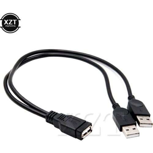 1pc USB 2.0 Female A to Double Dual USB Male Extra Power Data Y Extension Cable