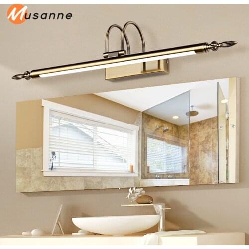 Classical Led Black Bathroom Vanity mirror Wall Lamp Bronze/Silver Bedroom Wall Lights Fixtures Living Room Wall Sconce Lights