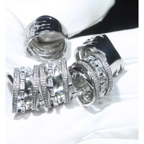 2021 New arrived Personality Simple Multi layer Shining cz paved Rings for Women Girls finger ring jewelry