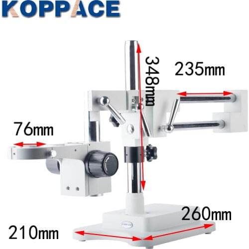 KOPPACE Stereo Microscope Double Arm Bracket Lens Aperture 76mm Horizontal Movement 235mm Column Diameter 32mm